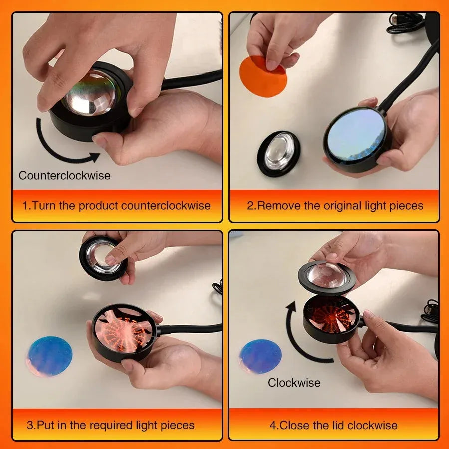 Lámpara proyectora de resplandor del atardecer