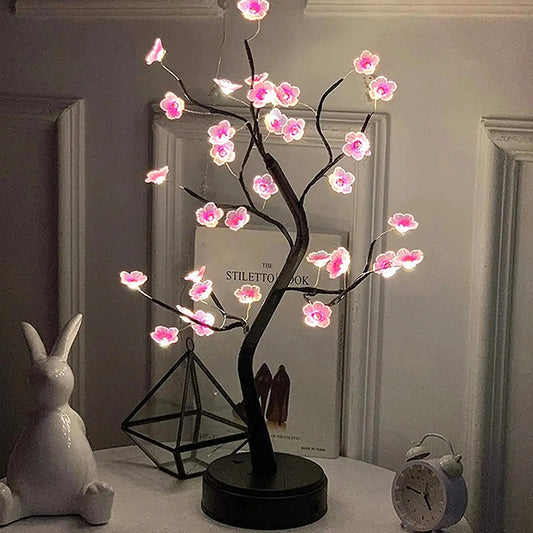 Árbol bonsái LED de flores de cerezo
