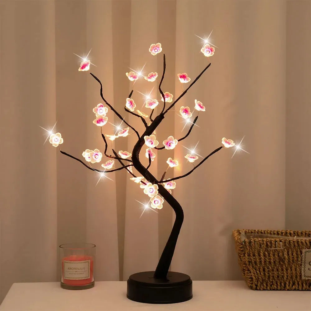 Árbol bonsái LED de flores de cerezo