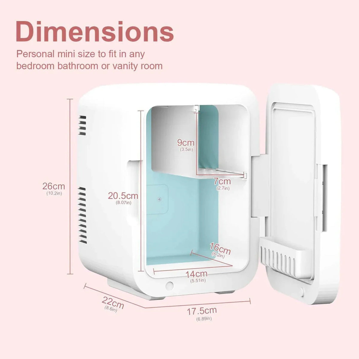 Mini refrigerador elegante para cosméticos