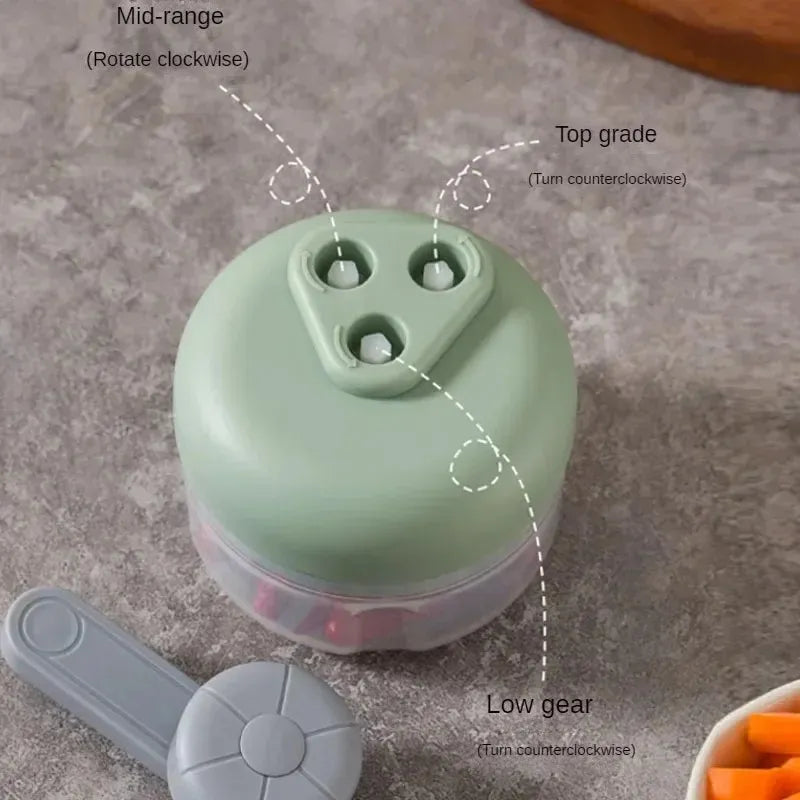 Picador compacto de alimentos con manivela