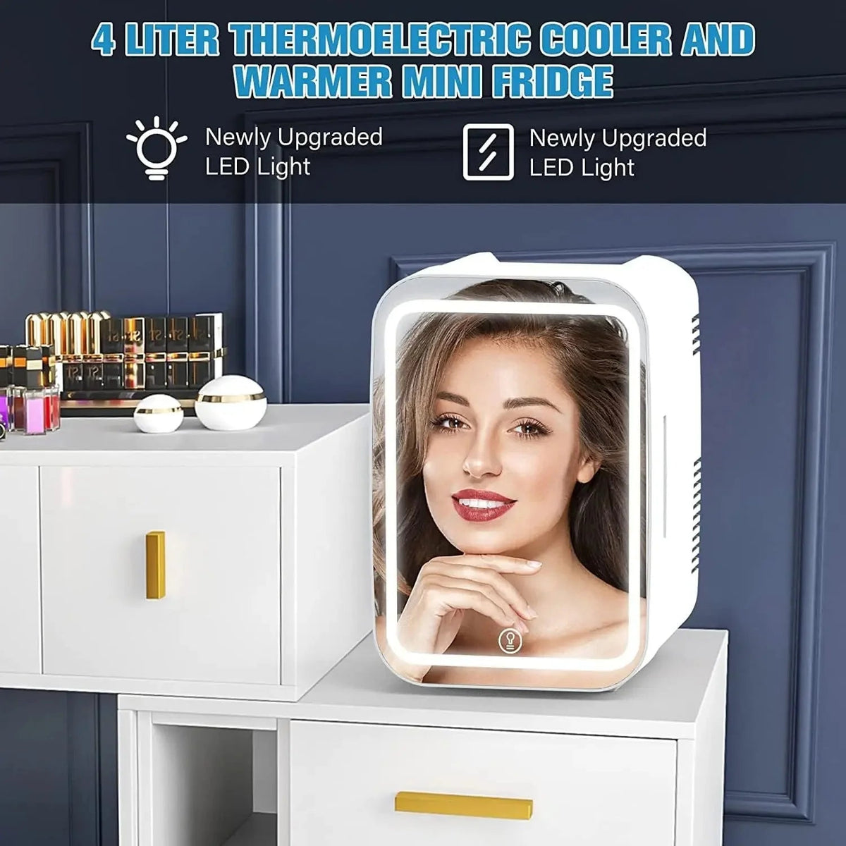Mini refrigerador elegante para cosméticos
